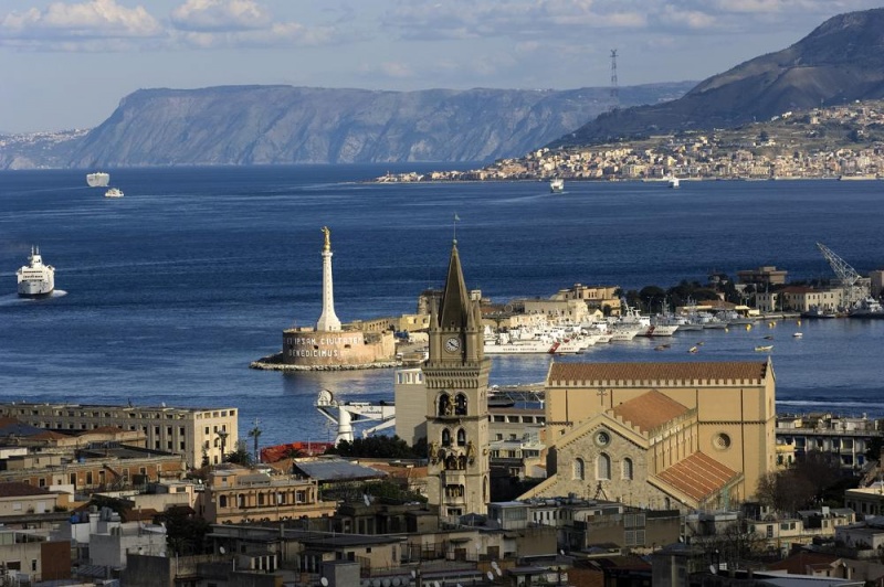 View on the Strait of Messina from the Sacrarium of Cristo Re